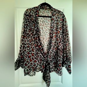 Free People sheer tie front kimono/wrap
